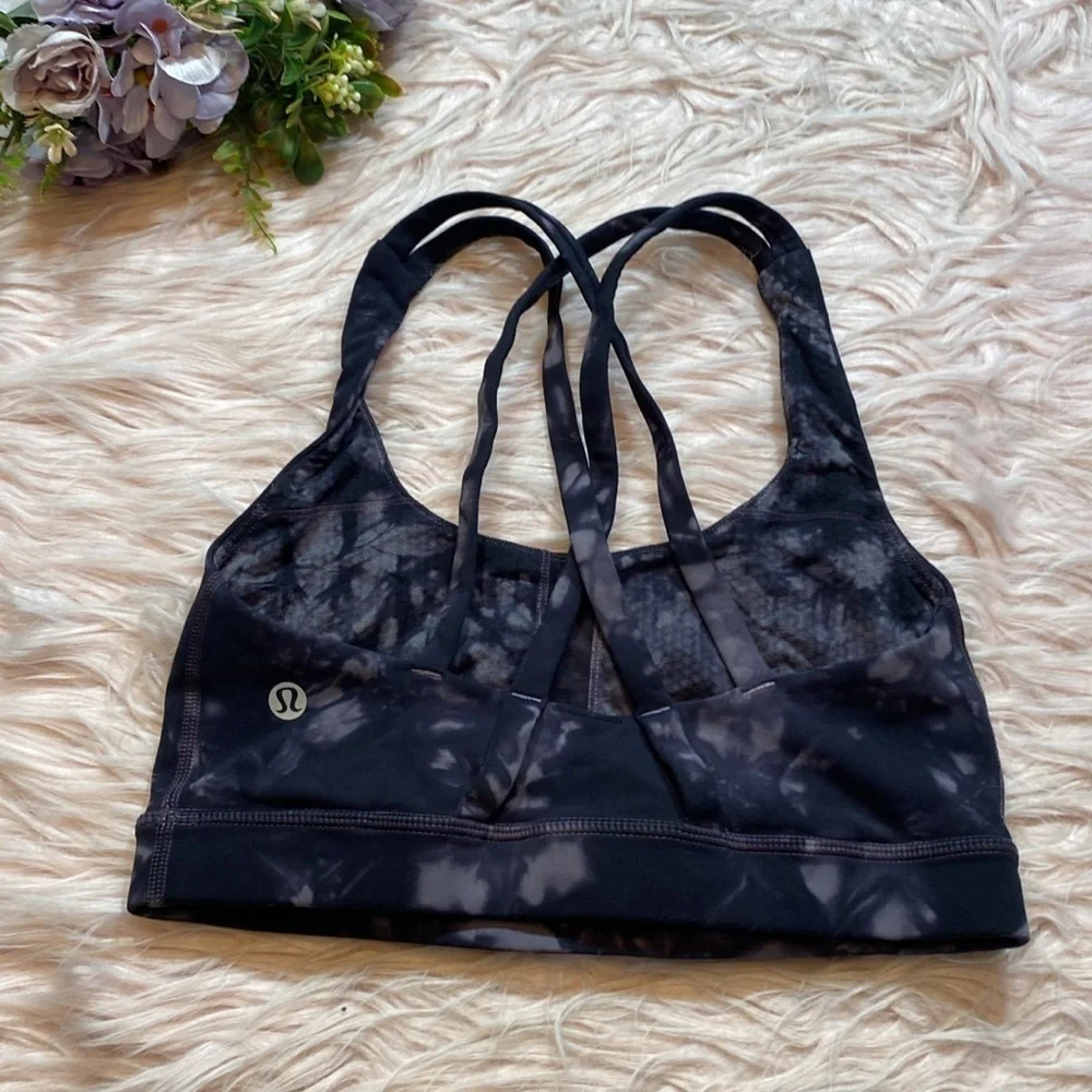 Lululemon Luxtreme Energy Bra Shibori Magnum Black sz 2